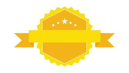Yellow star badge award ribbon template for achievement and recognition designs