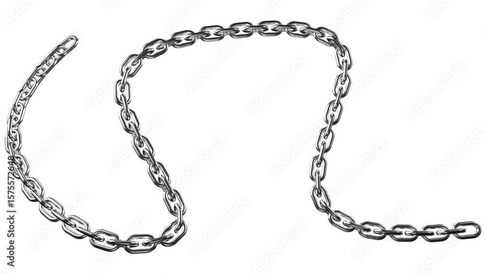 Poster a realistic metal chain with a transparent background curves elegantly across the dark space, suitab