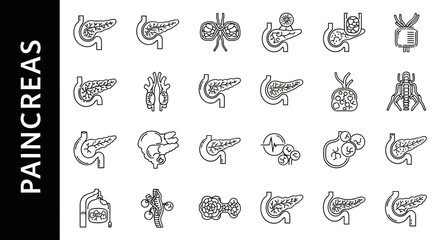 Human Pancreas Silhouette Icon: Digestion, Insulin & Diabetes Black Vector