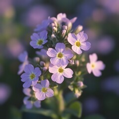 Obraz premium Delicate Purple Flowers Blooming in Soft Sunlight