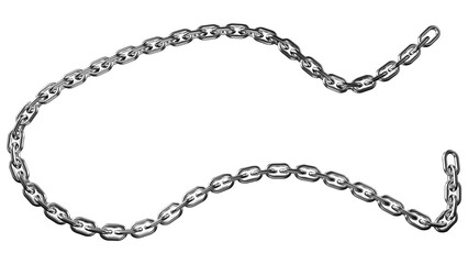 Metal chain against black backdrop presents robust, durable design with detailed links for security and industrial themes, transparent background