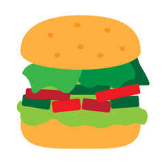 Veggie Burger Vector Flat Icon Design