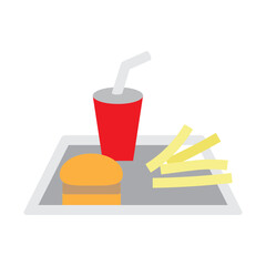 Fast Food Tray Vector Flat Icon Design