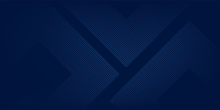 Blue abackground art with glowing arrow lines. Simple shiny blue geometric lines design. Technology line