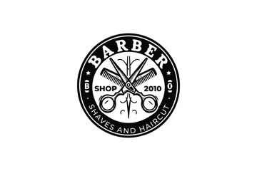 Retro Barber Grooming Logo Emblem