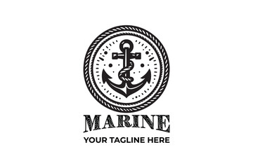 Retro Marine Anchor Monochrome Logo