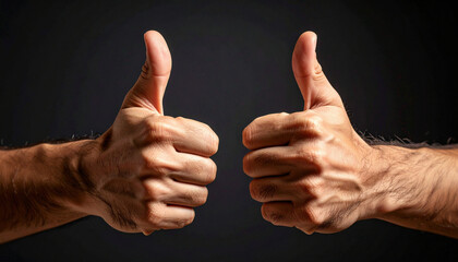 Confident Thumbs Up Gesture on Black