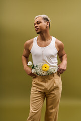 Youthful style emerges with floral accents in trendy studio setting