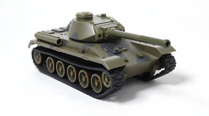 Detailed model of a military tank on display