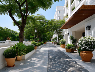 Quaint European village home with a blooming flower garden, inviting facade, and charming old-world architecture