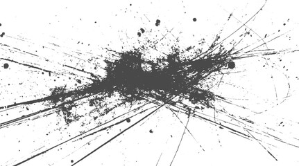 Abstract grunge splatter with black ink stains on a white background. High-contrast vector illustration with textured design elements.