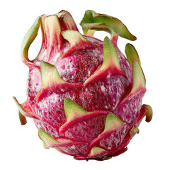 One whole dragon fruit white and transparent background