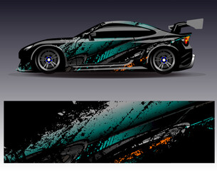 Car wrap design vector. Graphic abstract stripe racing background designs for vehicle, rally, race, adventure and car racing livery