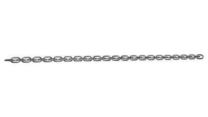 Metallic chain isolated on black backdrop, a simple design with a pattern of links and connector, suitable for design elements, transparent background