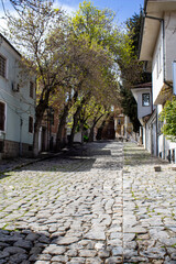 old street with a typical cobblestone