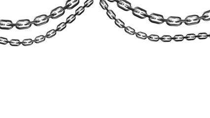 Three glistening silver chains cascade down against a solid black backdrop, offering a stark contrast and modern aesthetic, transparent background