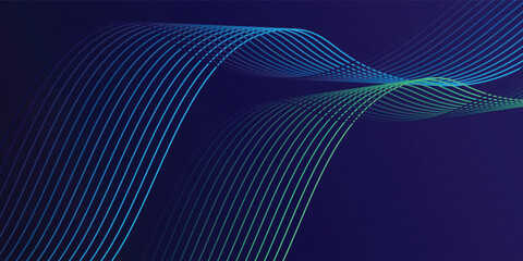 Naklejka premium Abstract glowing wave lines on dark blue background. Dynamic wave pattern. Modern flowing wavy lines.