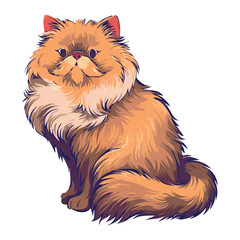 Long-haired Tabby Cat Sitting Profile View