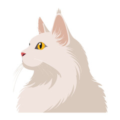 Elegant White Cat Portrait Minimalist Illustration