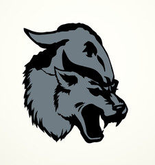 Vector drawing. Wolf in sheep's clothing