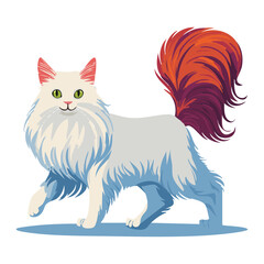 Ragdoll Cat White Body Red Tail Illustration