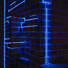 blue brick wall with spotlight