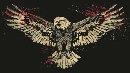 eagle with an american flag on his wings
