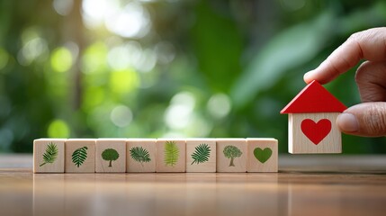 Charming Wooden Blocks with Heart and Tree Designs for Kids