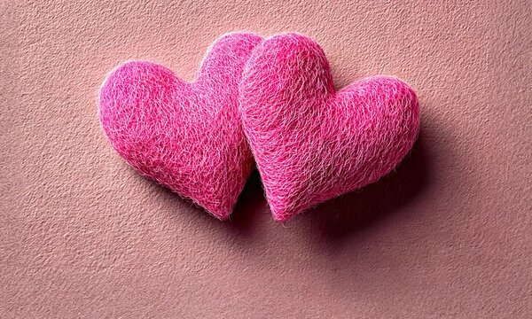 Two plush pink hearts