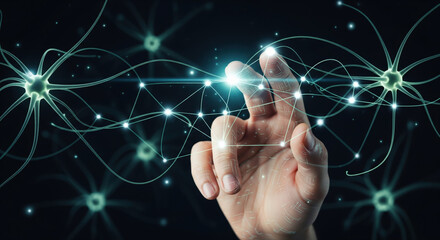 Hand Touching Glowing Network Connection – Technology and Innovation