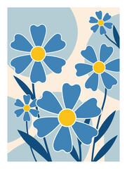 1960s retro style trendy botanical wall art