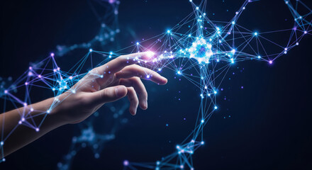 Hand Touching Glowing Network Connection – Technology and Innovation