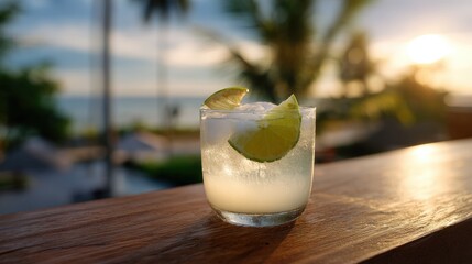 Refreshing Lime Cocktail at Sunset Beach