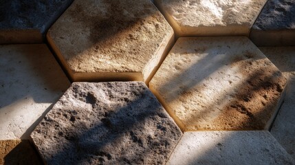 Hexagonal Stone Wall Texture Background
