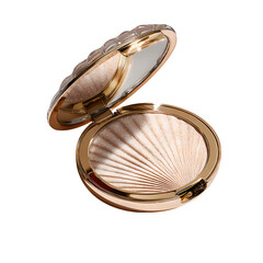Golden Shell Compact Highlighter Open Case Isolated on Transparent Background

