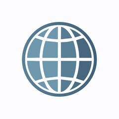 Simple, stylized graphic of a world globe, outlined in white.