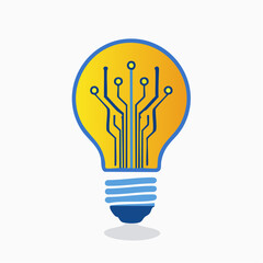A glowing lightbulb with integrated circuit design, symbolizing innovation and technological ideas.