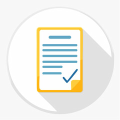 A flat illustration of a document with a checkmark, signifying completion.