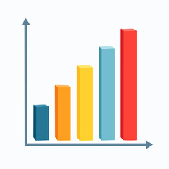 A colorful bar graph illustrating increasing data values on a white background.