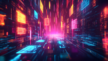 AI-Driven Document Organization System in a Vibrant Tech Hub Showcasing Intelligent Automation Enhancing Data Management Efficiency and Collaborative Workflows