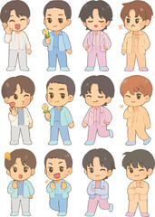 Funny Cartoon Kids and People Character Set Illustration, all expression and stylist