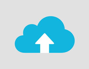 A blue cloud with a white arrow pointing upwards, representing cloud uploading.