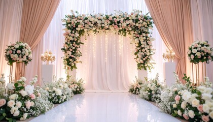 Elegant Wedding Ceremony Floral Arch Decor Romantic Wedding Setup Ideas