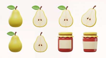 Pears and fruit preserves illustration
