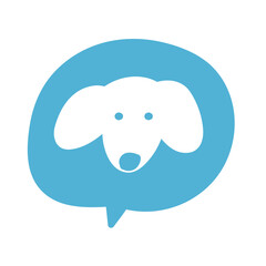 Dog face. Speech bubble. Flat vector illustration on white background.
