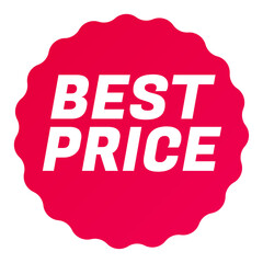 Best price, Round starbursts zigzag shape sales badge icon in red color, Shopping label concept for sales tags. Colorful flat design for app ads web button ui ux elements isolated on white background