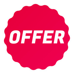 Round starbursts zigzag shape sales badge icon in red color, Shopping label concept for sales tags. Colorful flat design for app ads web button ui ux elements isolated on white background