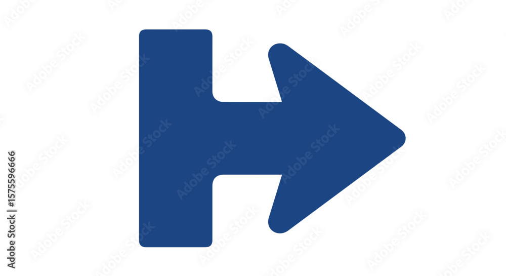 Poster blue arrow pointing to the right with an elongated part on the left side