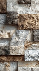 Textured stone wall featuring a mix of gray, brown, and white hues in a modern interior setting