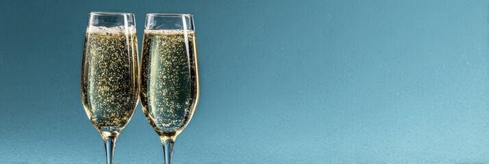 Champagne flutes clinking together in celebration during a special evening